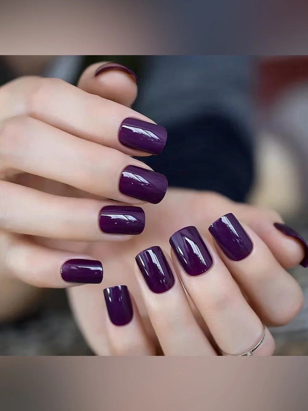 Glossy Deep Plum Press-On Nails